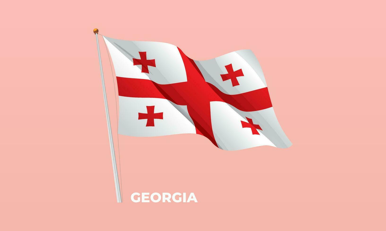 Georgia flag waving at the flagpole. Vector 3D