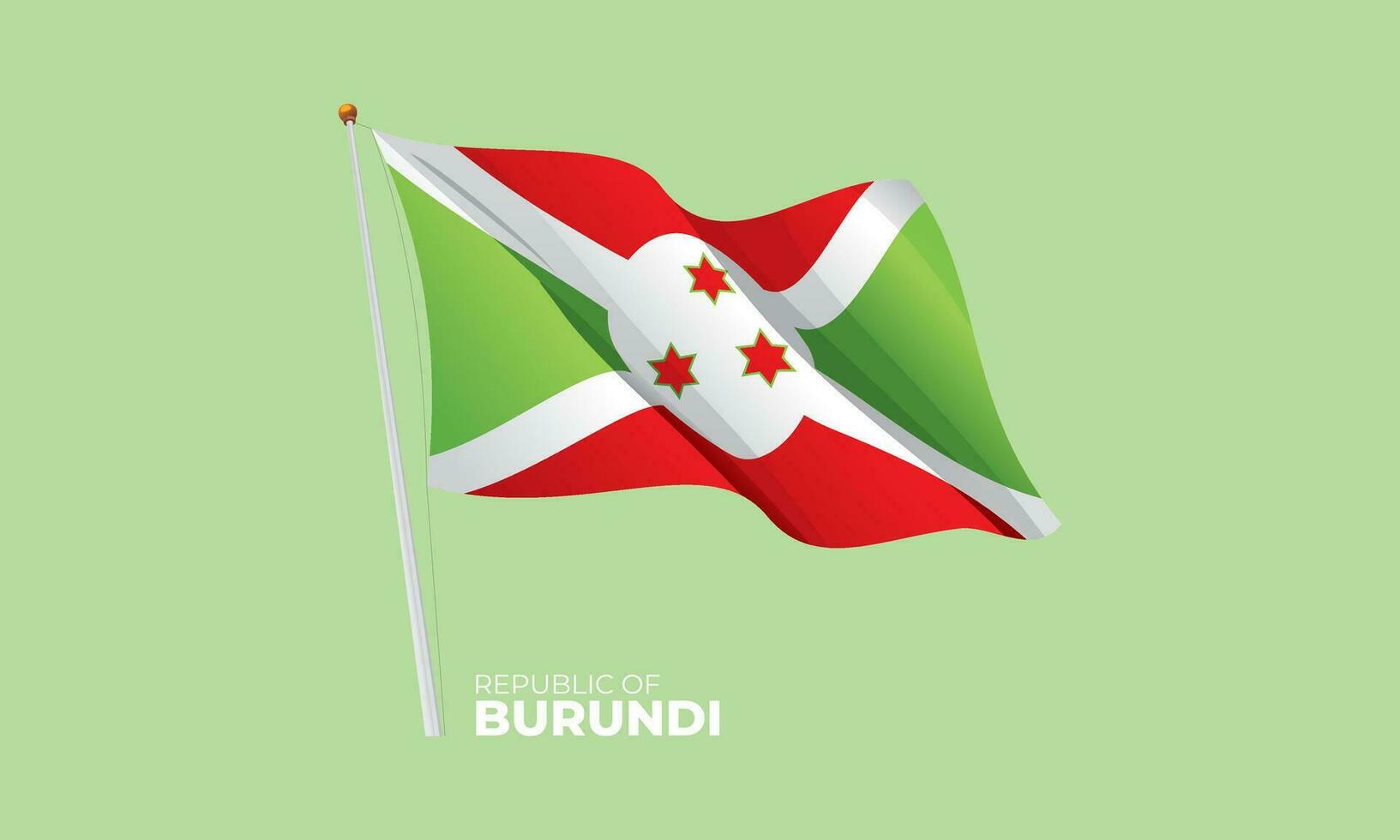 Burundi flag waving at the flagpole. Vector 3D