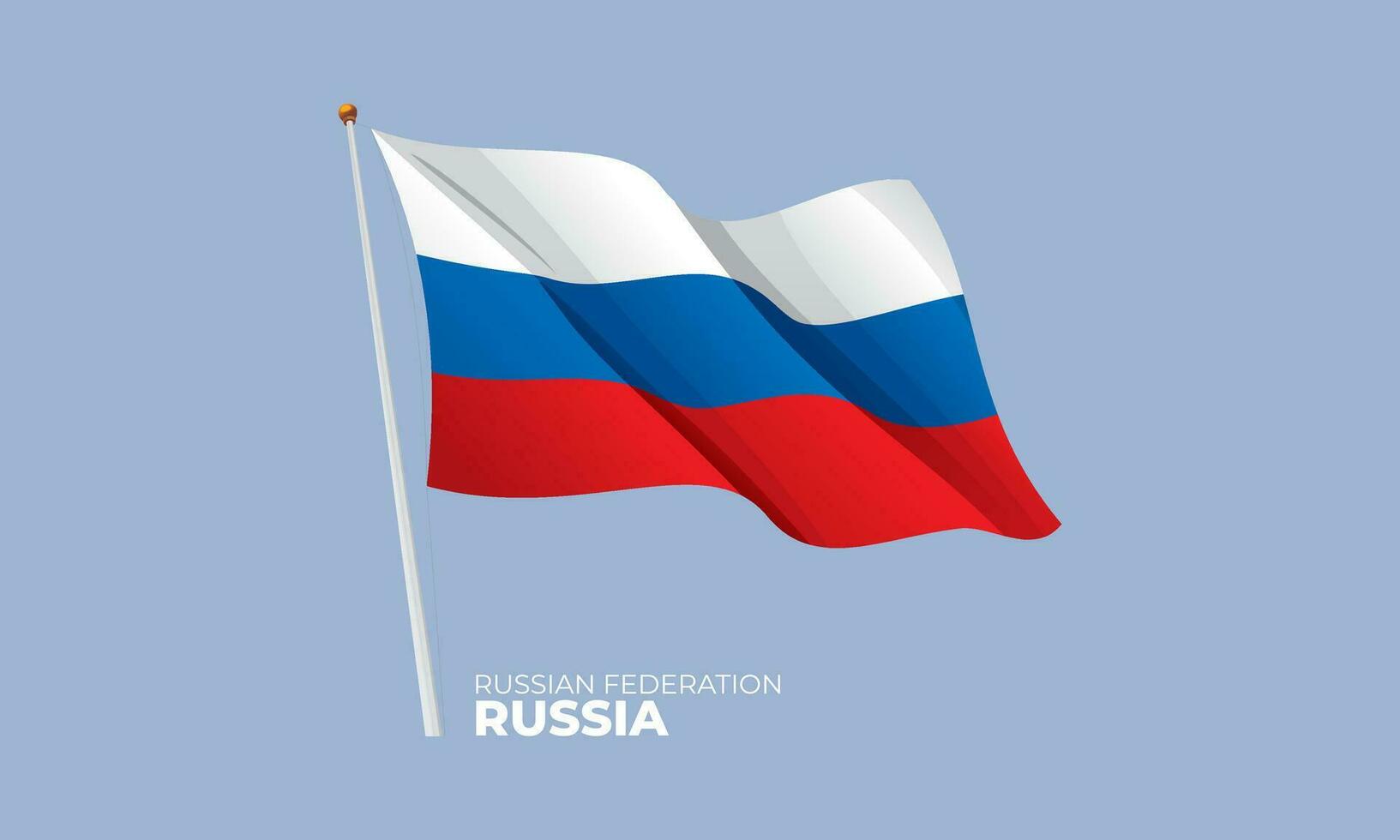 Rusia bandera ondulación a el asta de bandera. vector 3d