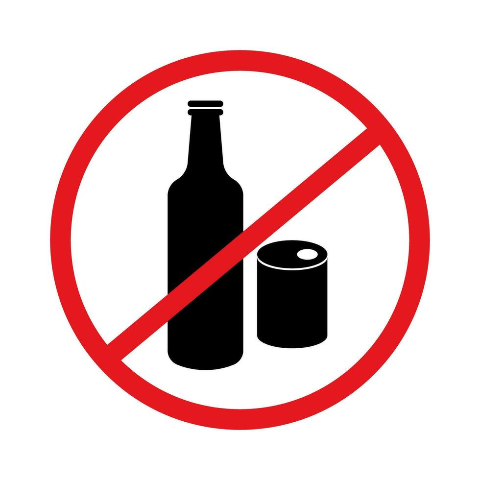 Alcohol prohibited icon. Alcohol not allowed icon. Bottle and can silhouette icon. Vector. vector