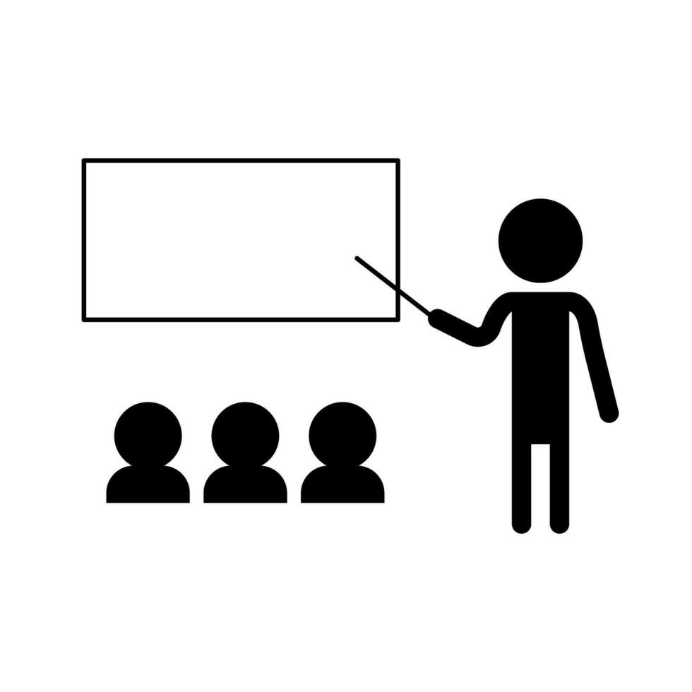 Classroom silhouette icon. Students and teacher. Education. Vector. vector