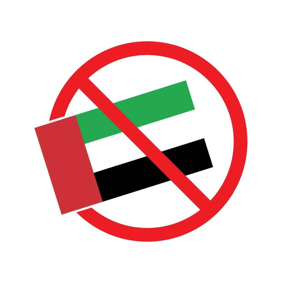 Prohibited sign and United Arab Emirates flag. Warning and danger. Vector. vector