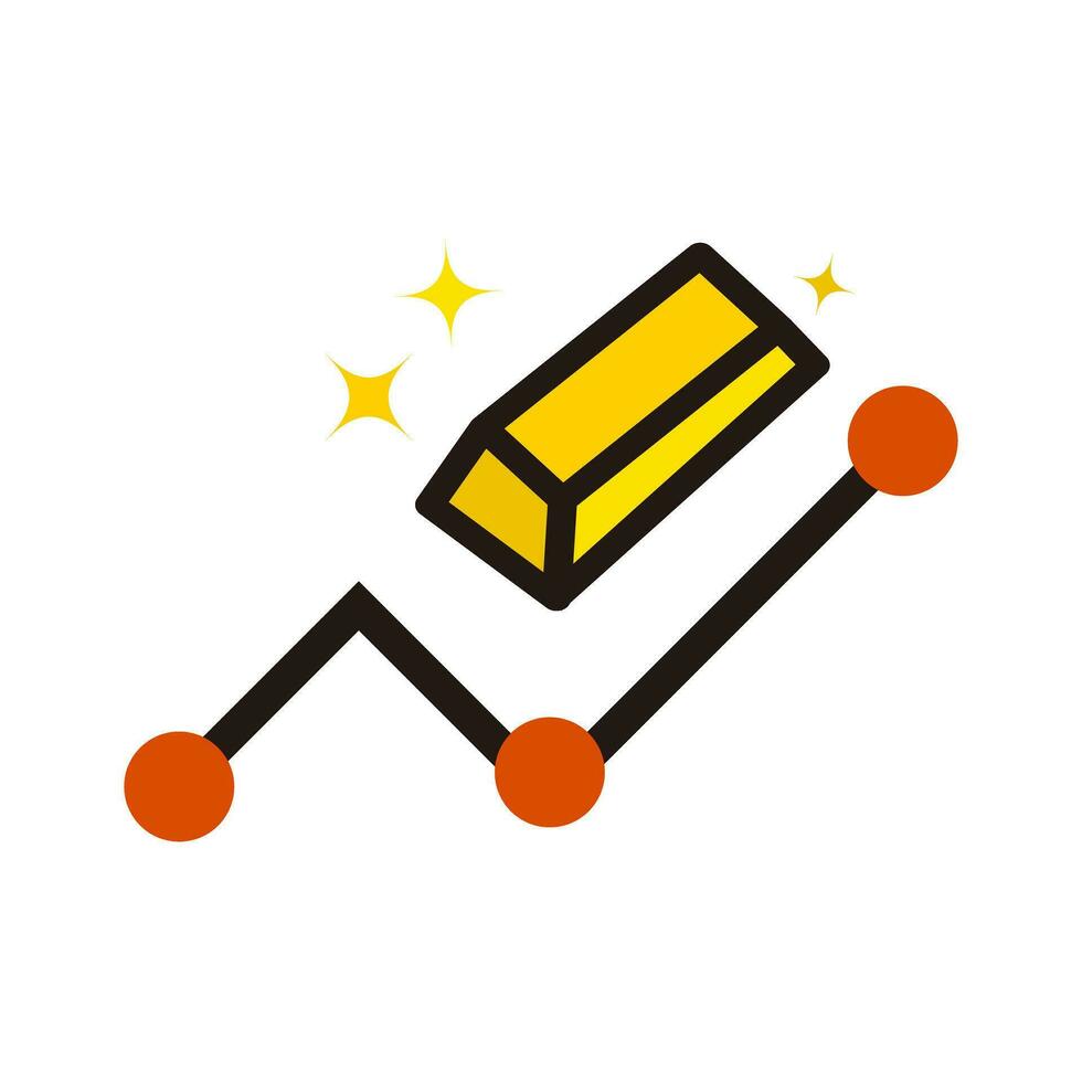 Gold bar and gold price rise chart icons. Vector. vector