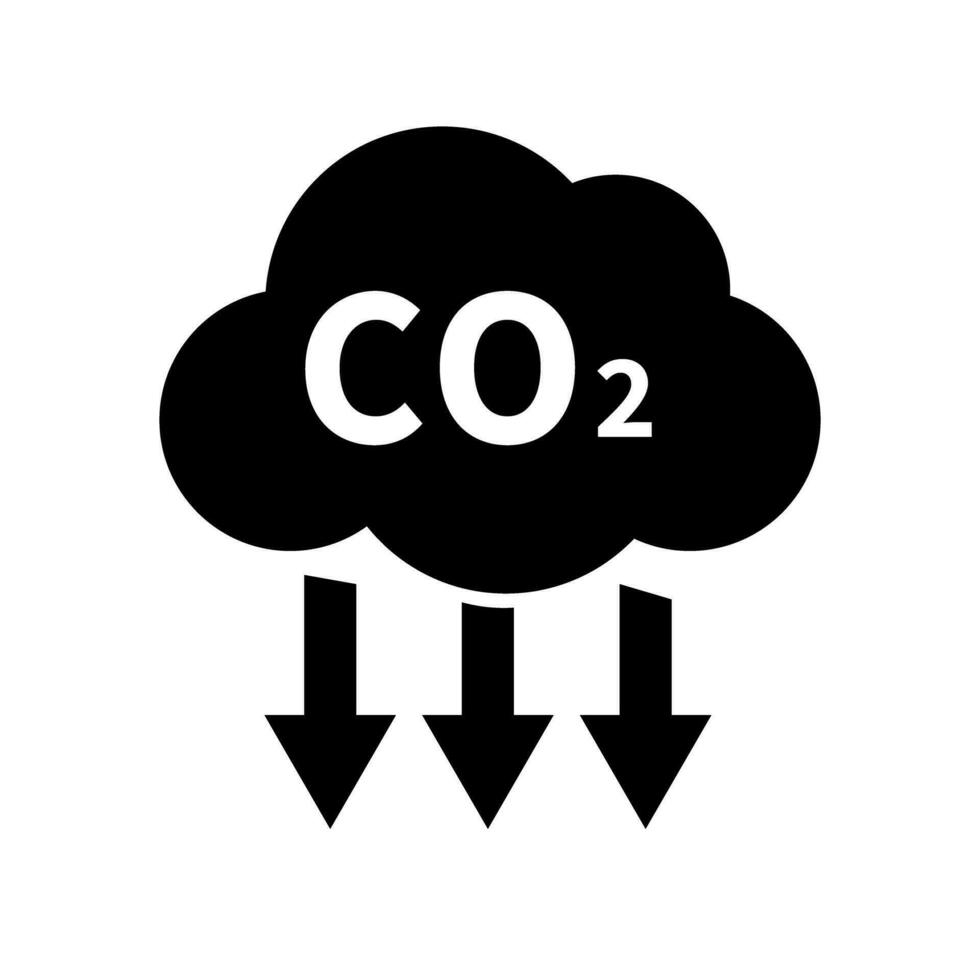 co2 reducción silueta icono. vector. vector