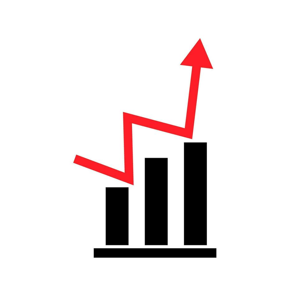Rapidly growing bar graph. Sales data. Vector. vector