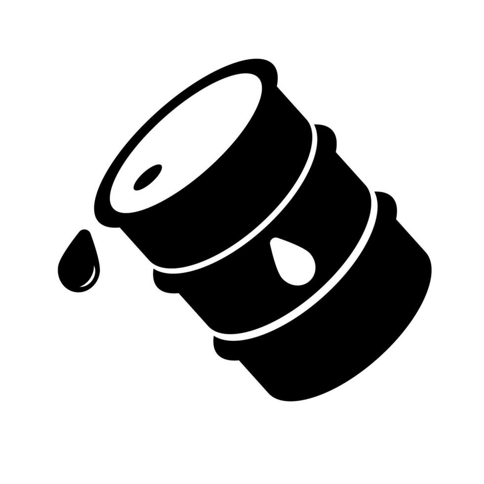 Fuel silhouette icon spilling from a crude oil drum. Vector. vector