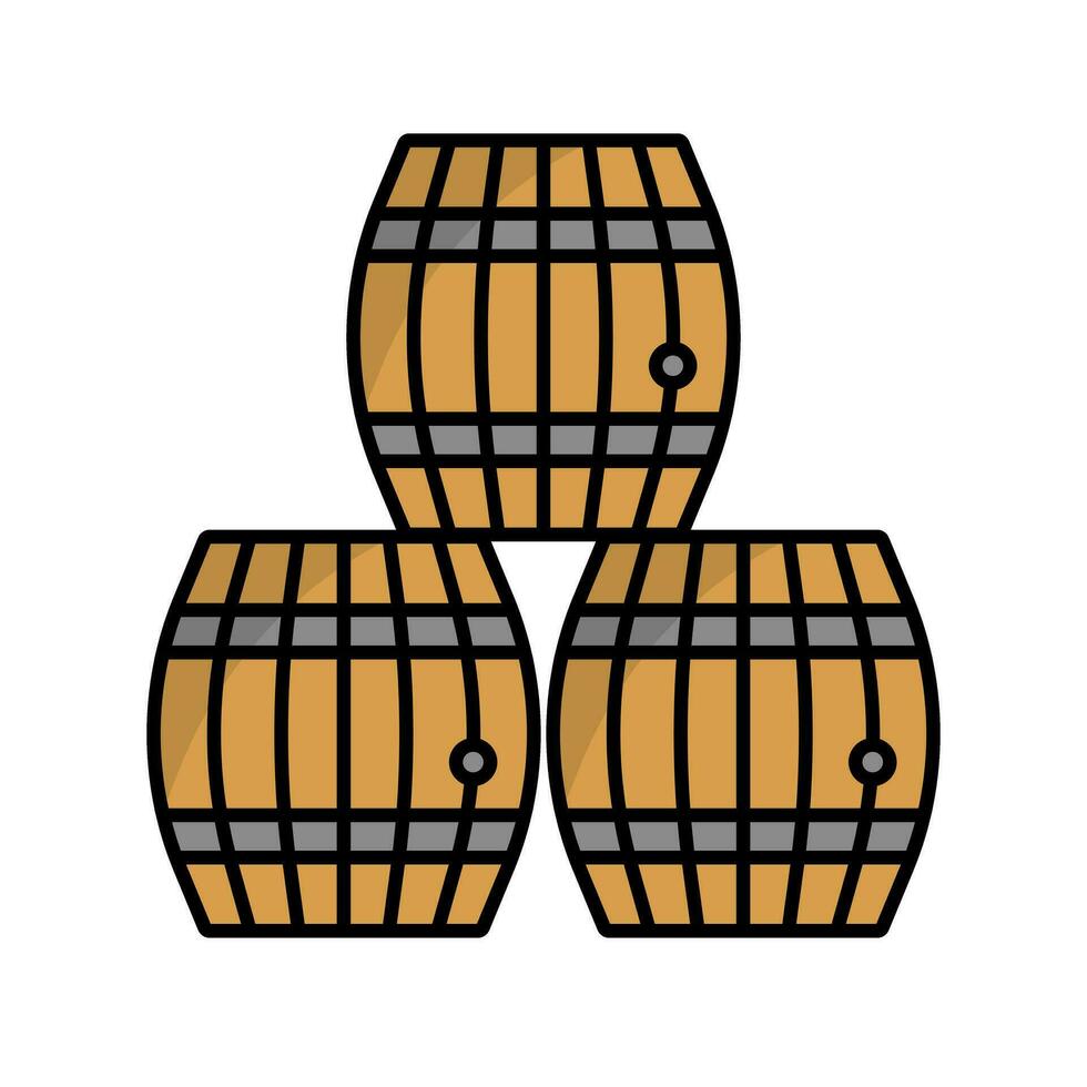 Stacked barrel icons. Wine aging and beer barrels. Vector. vector