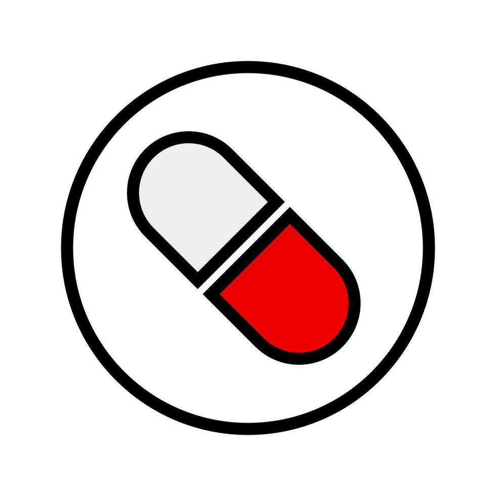 Red medical capsule. Capsule pill. Drug. Vector. vector