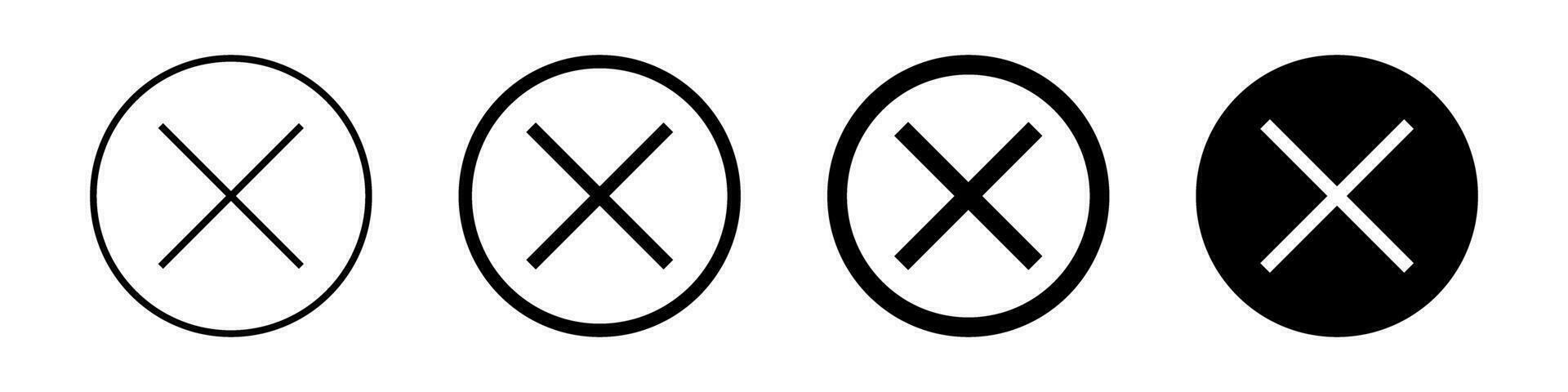 Cross mark silhouette icon set. Delete and cancel buttons. Vector. vector