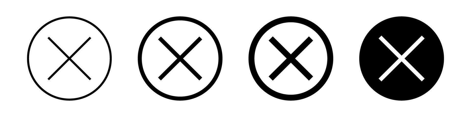 Cross mark silhouette icon set. Delete and cancel buttons. Vector. vector