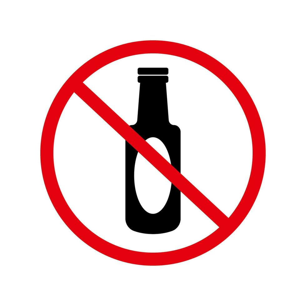 vino botella prohibición icono. prohibir descartando botellas residuos disposición advertencia signo. vector. vector