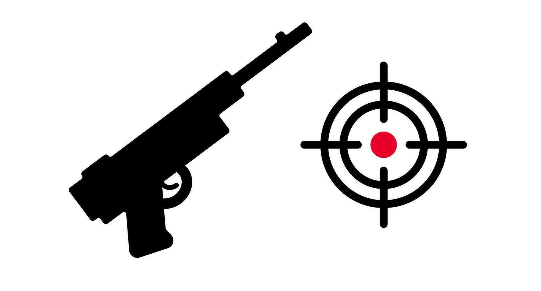 Gun and gun sight icon set. Gunfight and war. Vector. vector