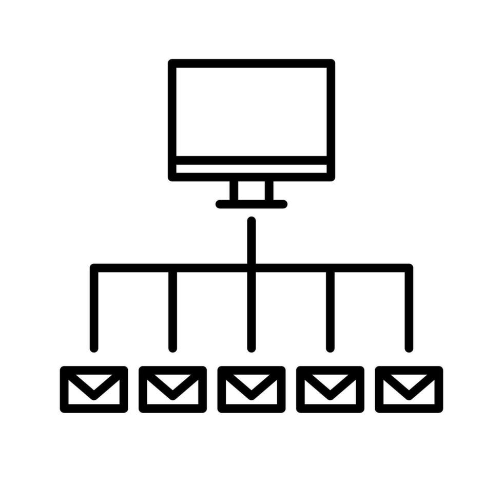 Email bulk sending icon from PC. Vector. vector