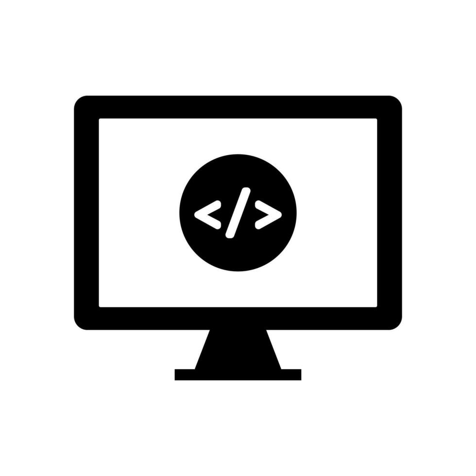 Desktop computer icon for programming development. Vector. vector