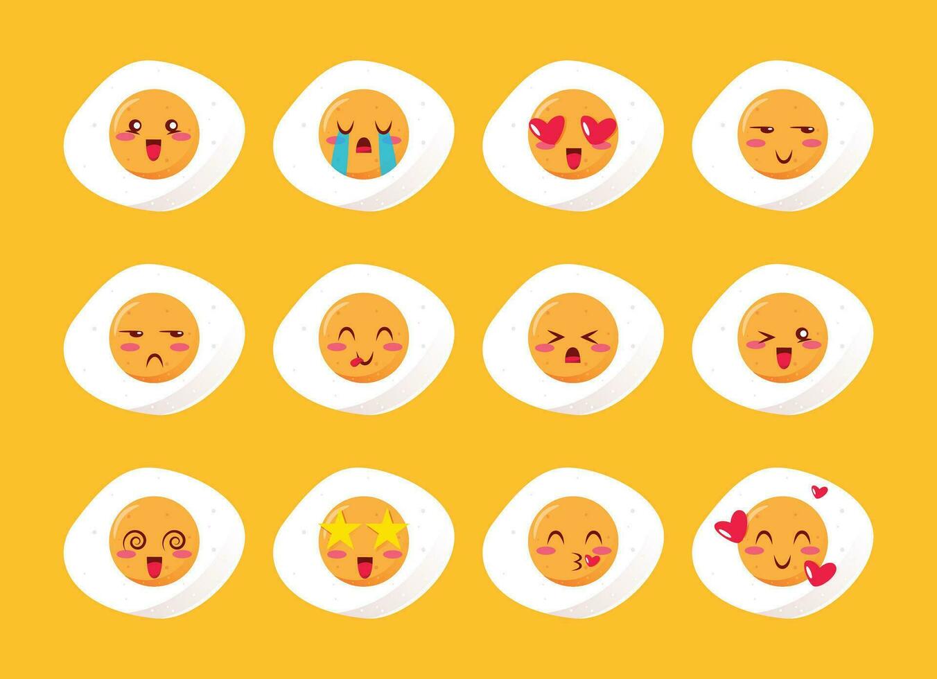 Set of Fun and Cute Emojis of Eggs Vector Illustrator