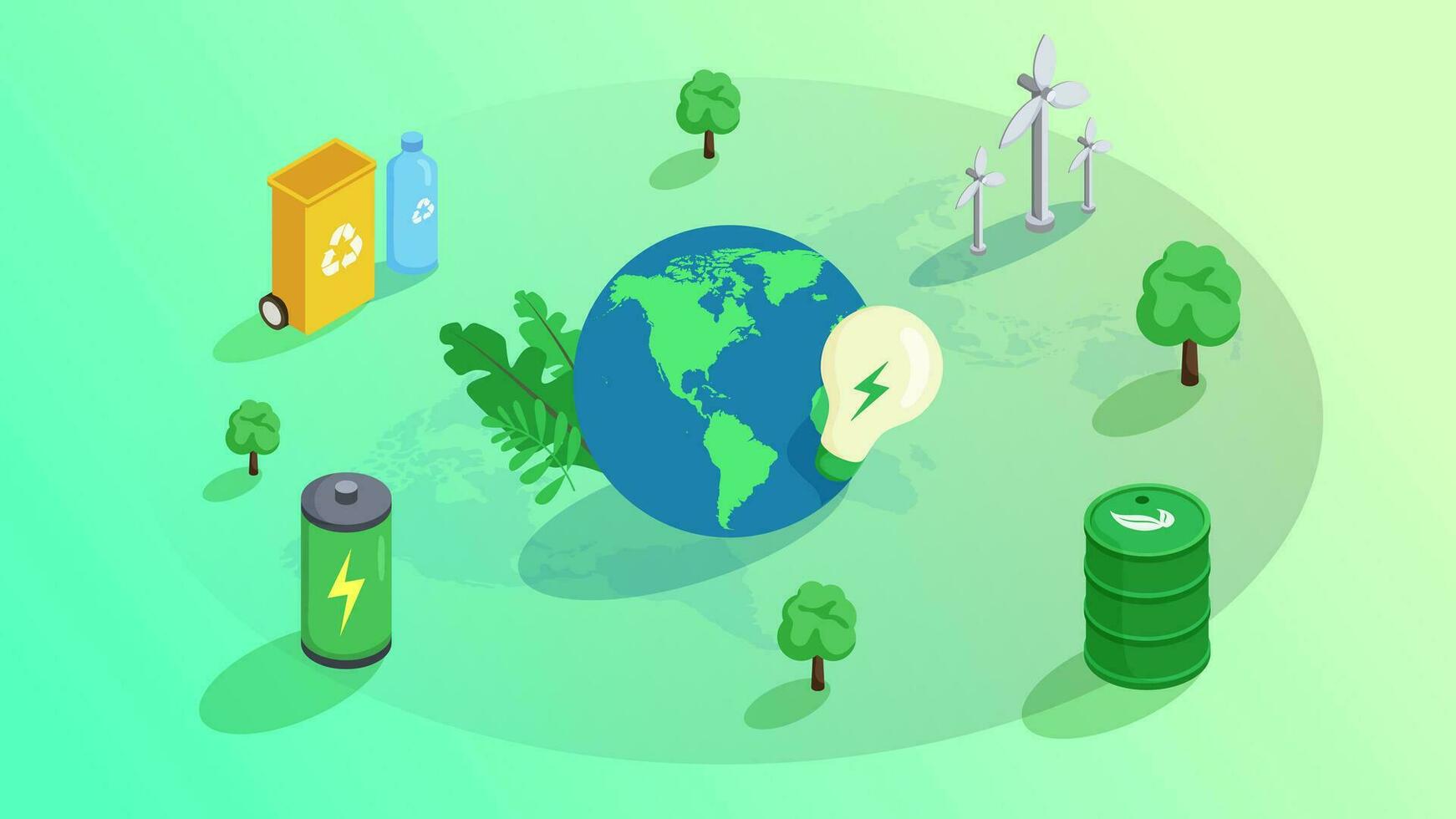 sustentabilidad desarrollo , ecología amigable, pensar verde y verde industrias negocio concepto. vector