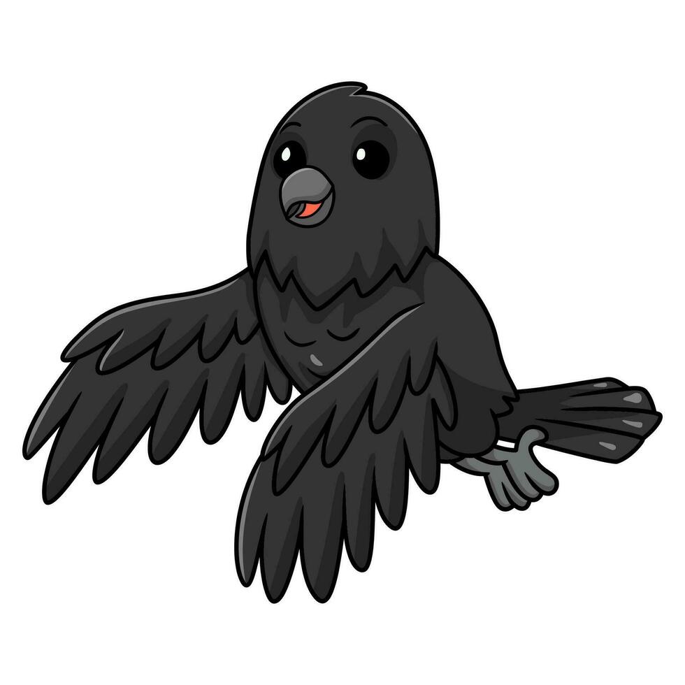 Cute crow bird cartoon flying vector