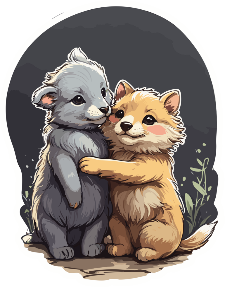 Adorable Animal Friends Heartwarming Artwork AI generative png