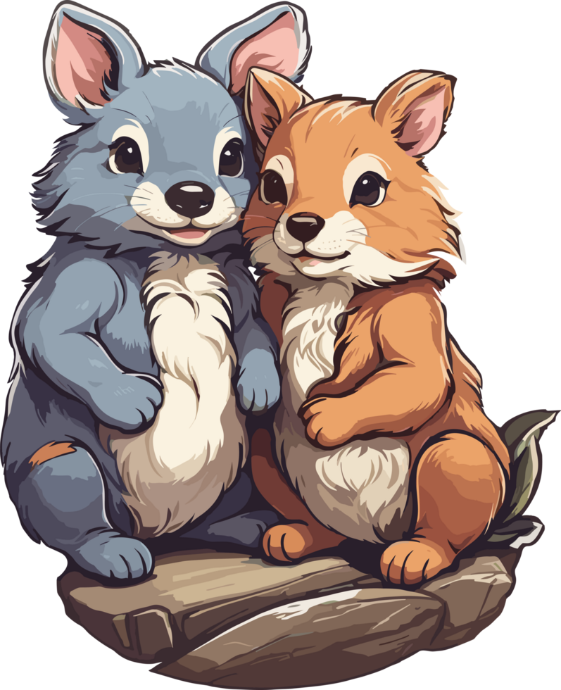 Adorable Animal Friends Heartwarming Artwork AI generative png