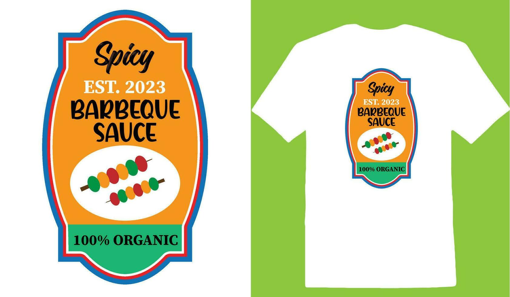 Spicy Est. 2023 Barbeque Sauce 100 Organic T-shirt vector