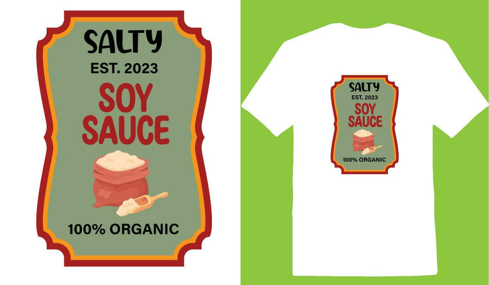 salado est. 2023 soja salsa 100 orgánico camiseta vector