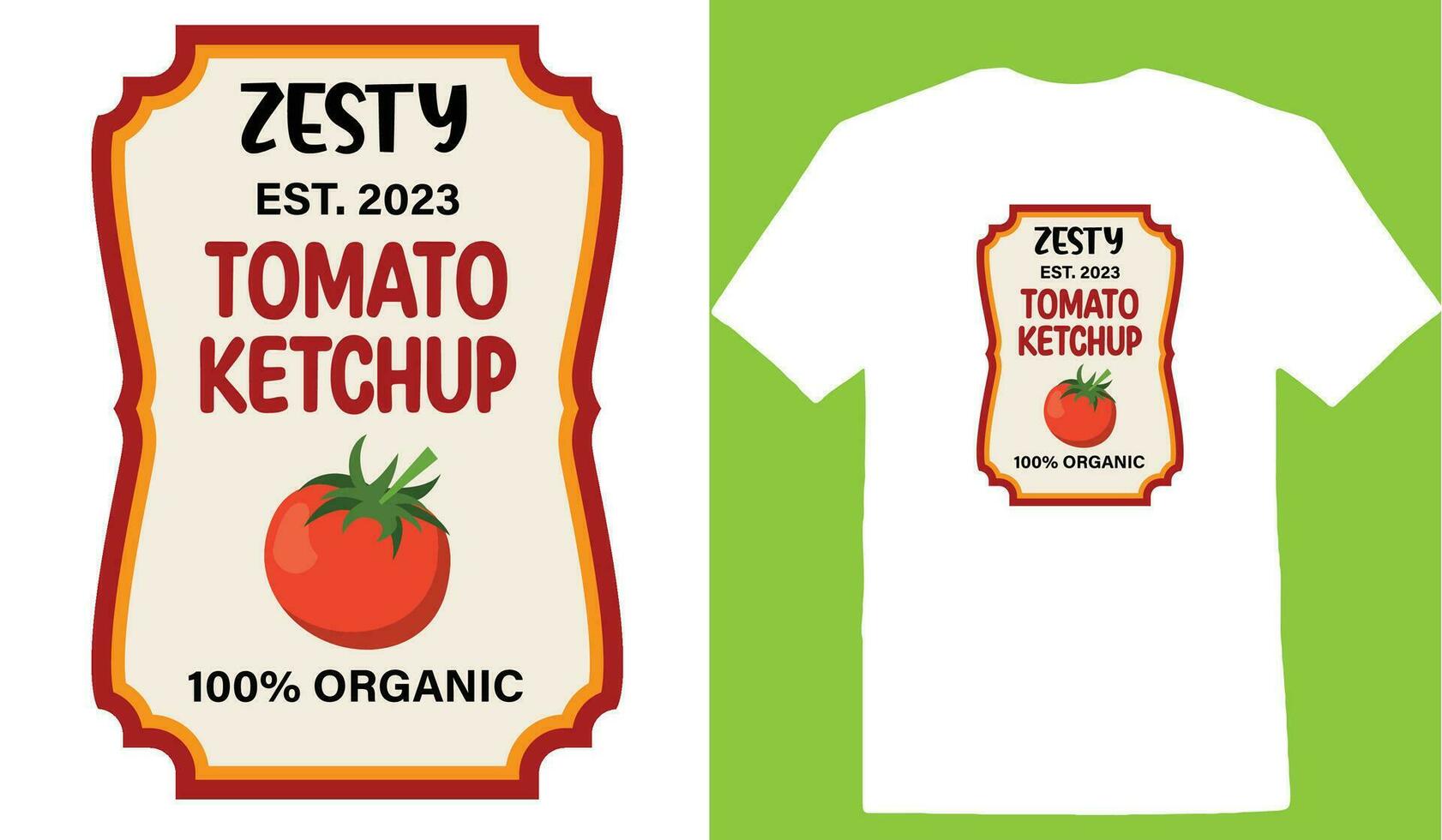 picante est. 2023 tomate salsa de tomate 100 orgánico camiseta vector