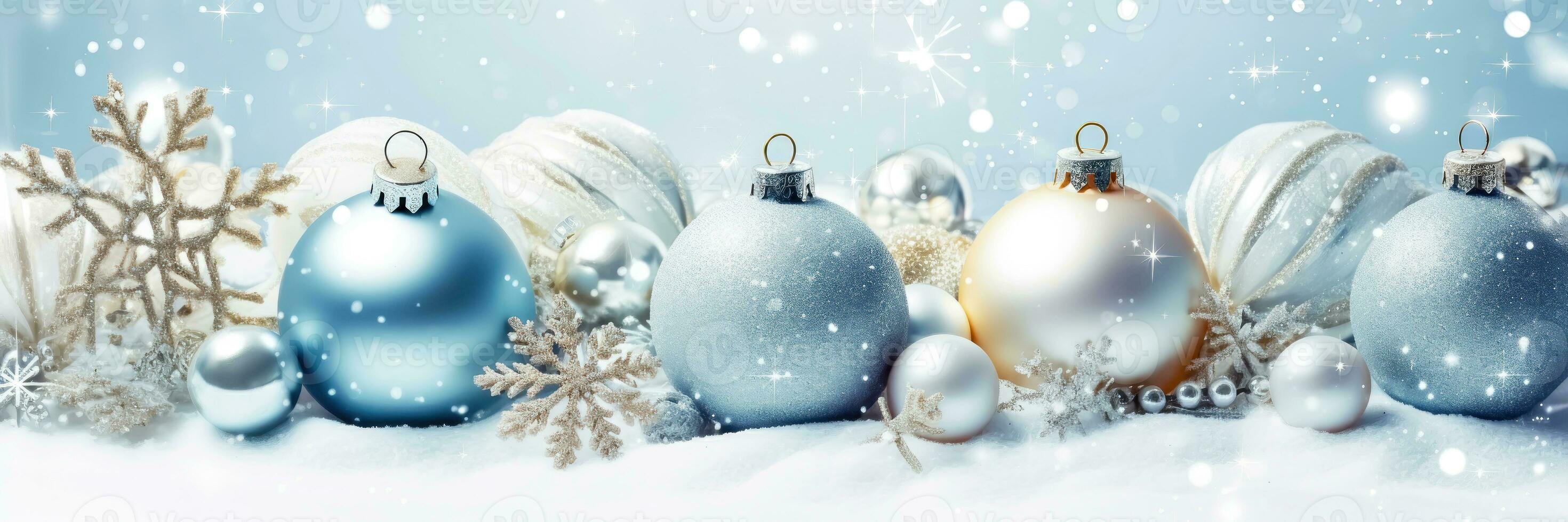 Captivating Christmas Magic - Snowflakes and Balls - Generative AI photo