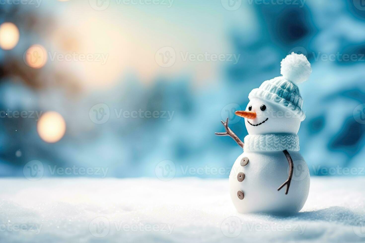 Cheerful Snowman Spreading Holiday Joy - Generative AI photo