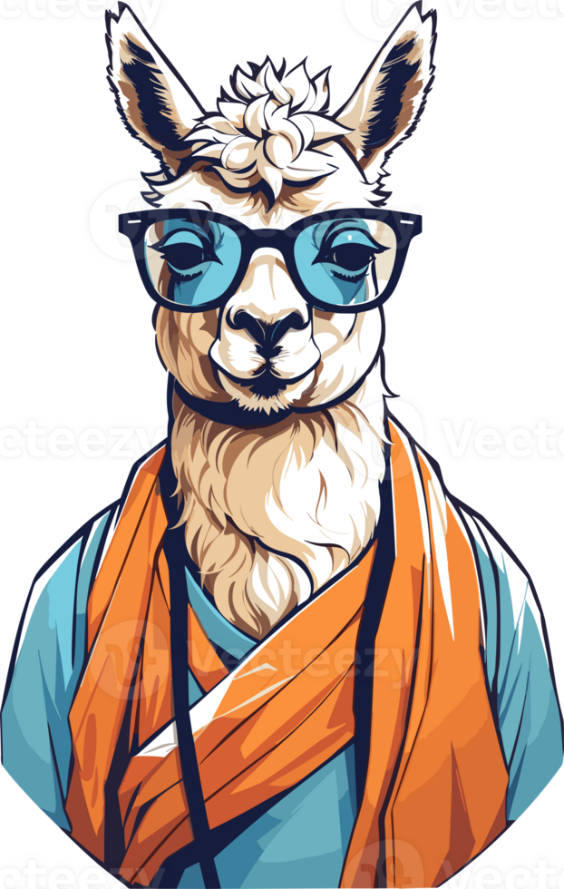 Fashionable Llama Artistic Depictions of Llamas with Eyewear AI generative png