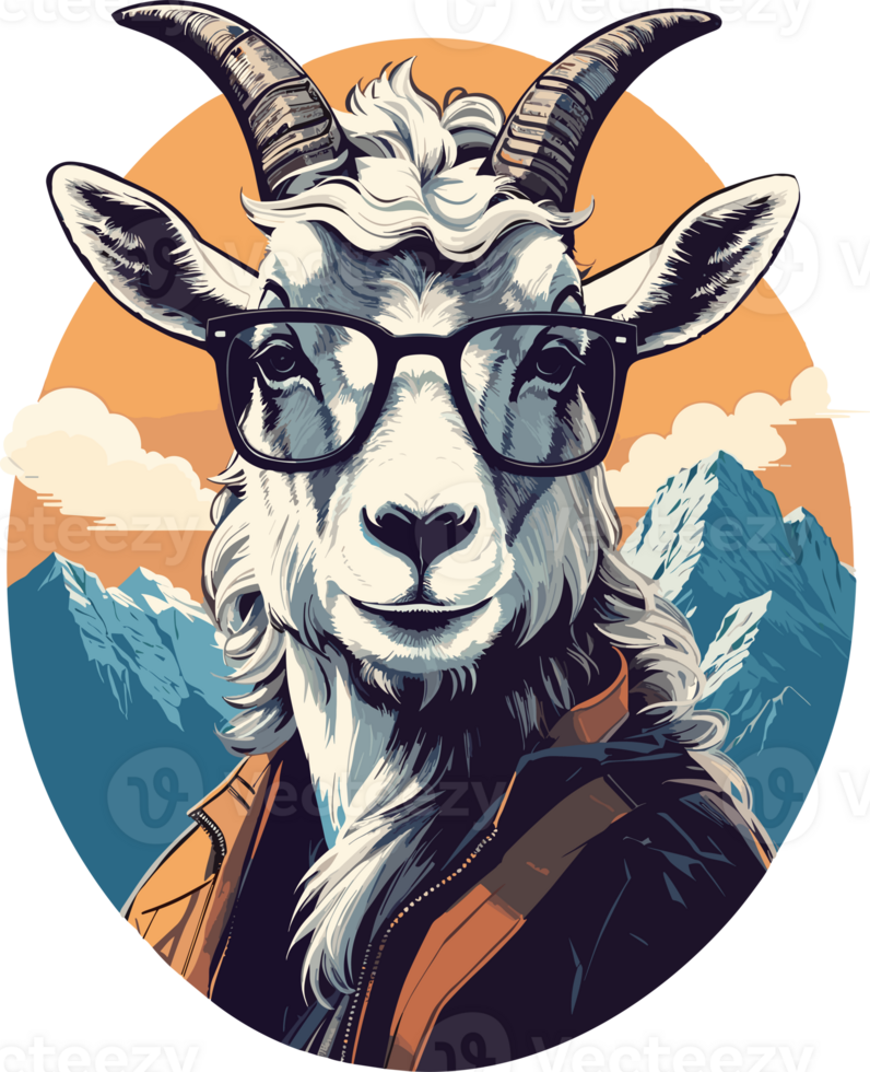 Goat Gaze Captivating Images of Mountain Goats in Eyewear AI Generative png