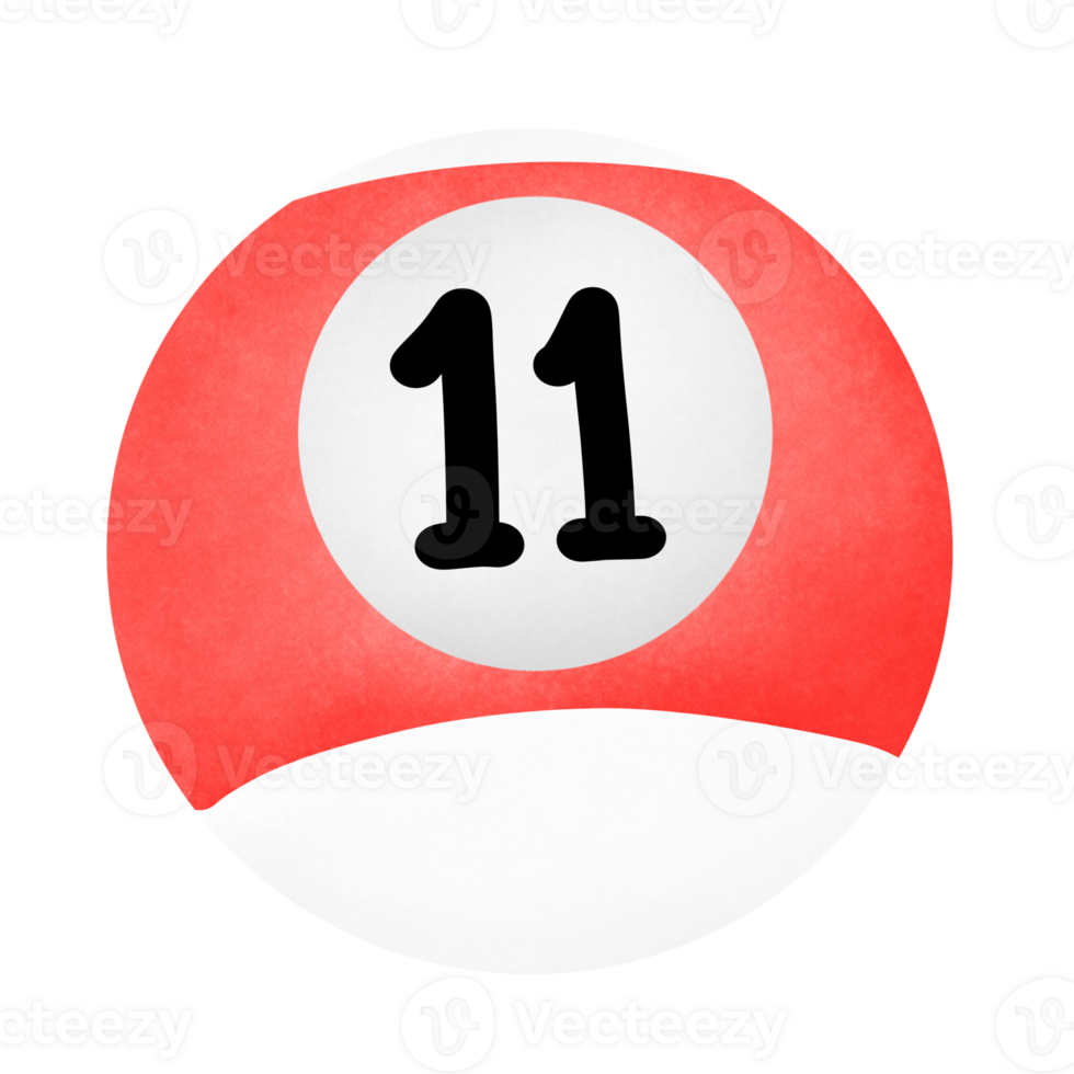 Red Billiard Number 11 png