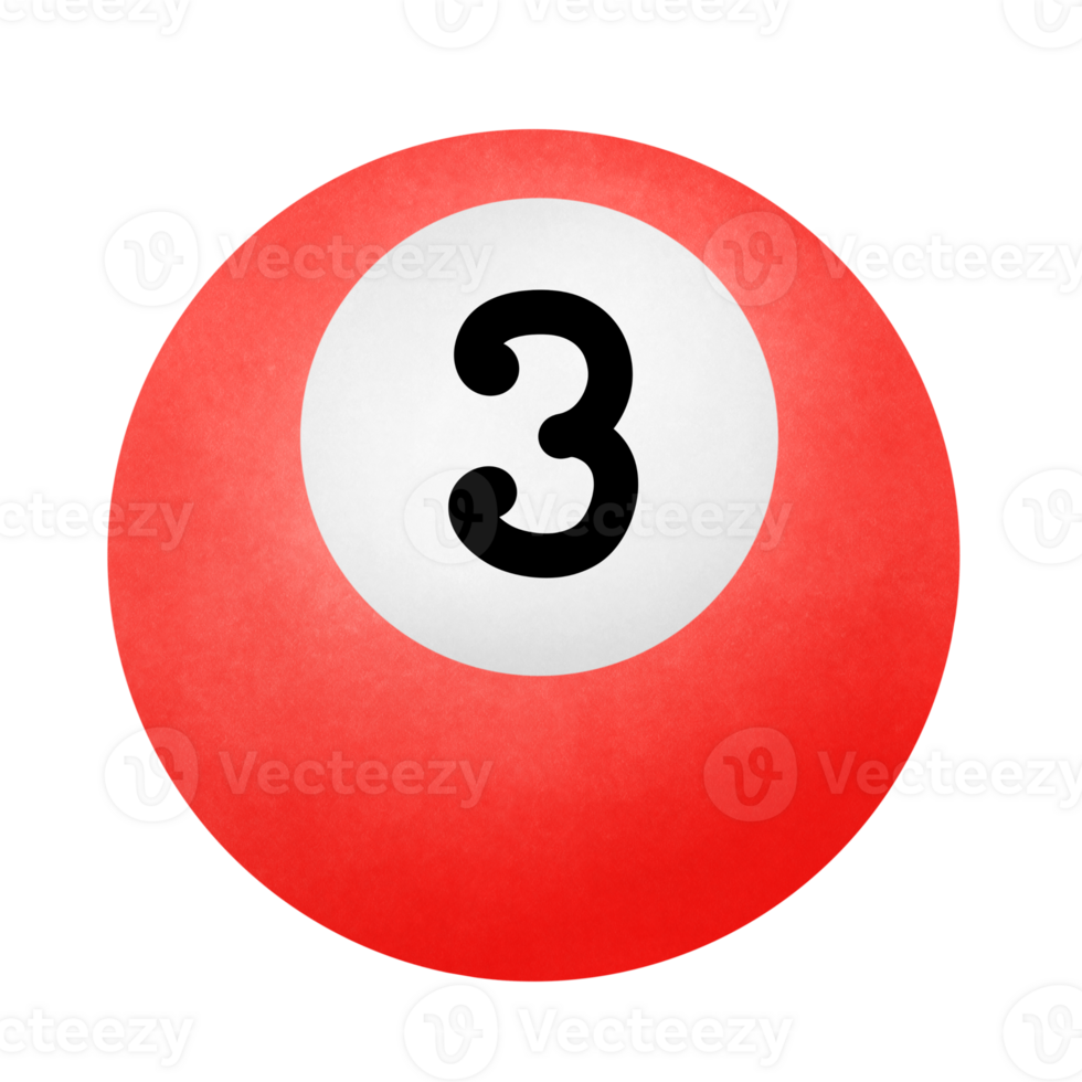 Red Billiard number 3 png