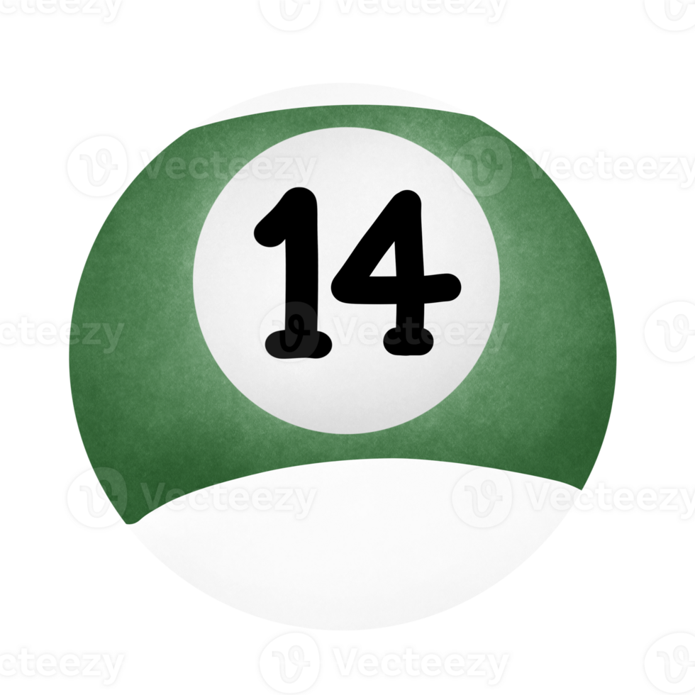 Green Billiard Number 14 png