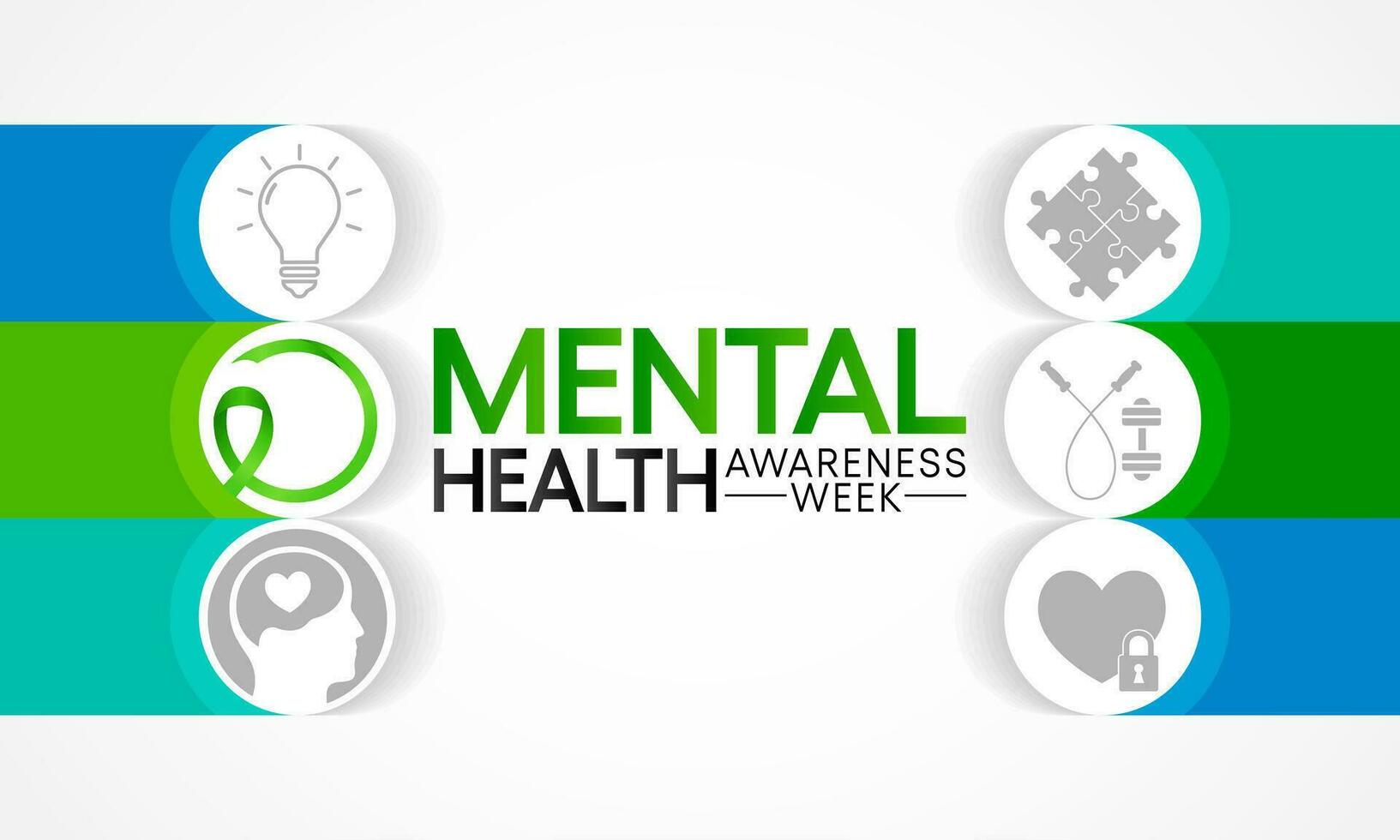 Mental Health Week is observed every year in October, A mental illness is a health problem that significantly affects how a person feels, thinks, behaves, and interacts with other people. vector