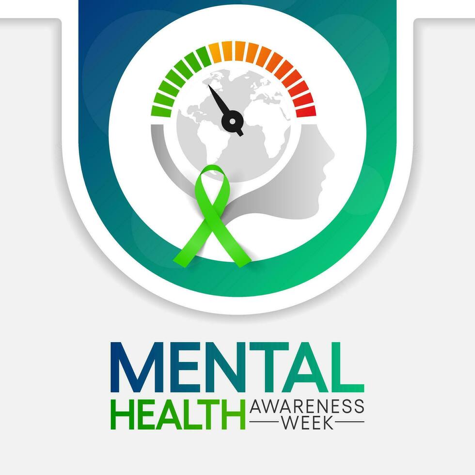Mental Health Week is observed every year in October, A mental illness is a health problem that significantly affects how a person feels, thinks, behaves, and interacts with other people. vector