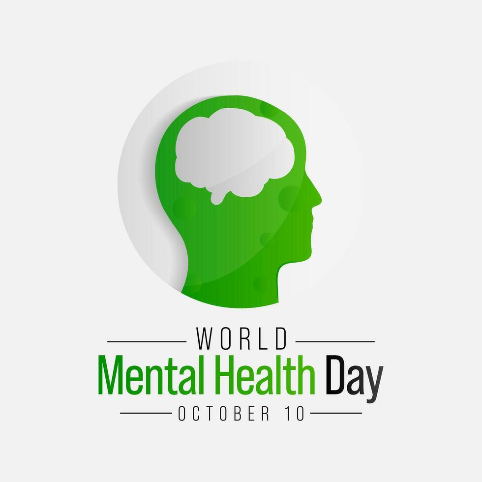 Mental Health day is observed every year on October 10, A mental illness is a health problem that significantly affects how a person feels, thinks, behaves, and interacts with other people. vector