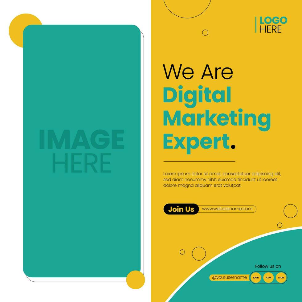 Digital Marketing Expert Social Media Post Set , Corporate Business Promotion Social Media Post Banner, Square Flyer Template vector