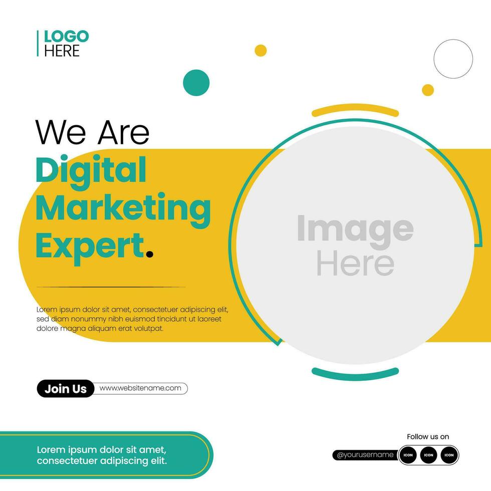 Digital Marketing Expert Social Media Post Set , Corporate Business Promotion Social Media Post Banner, Square Flyer Template vector