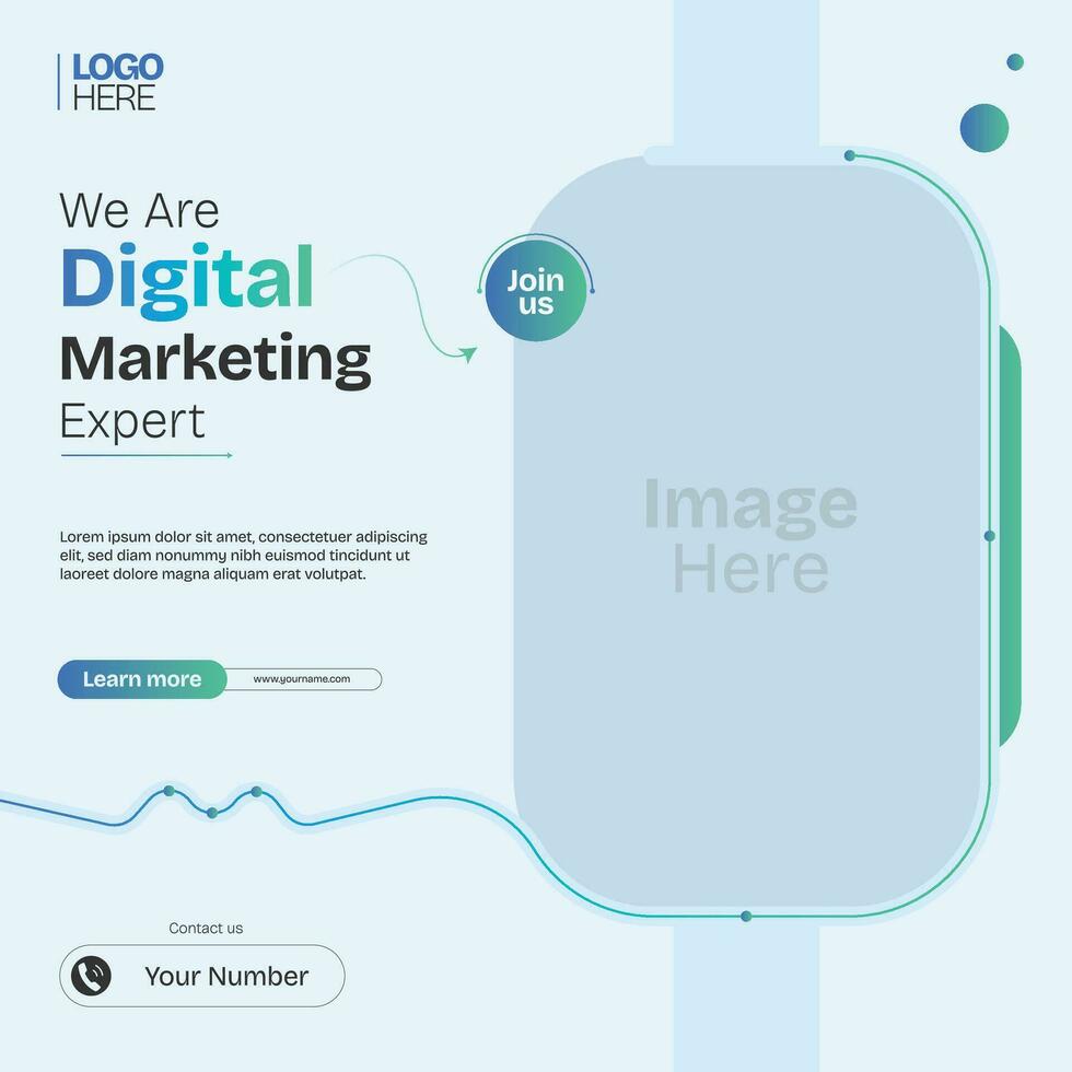 Digital Marketing Expert Social Media Post Set , Corporate Business Promotion Social Media Post Banner, Square Flyer Template vector