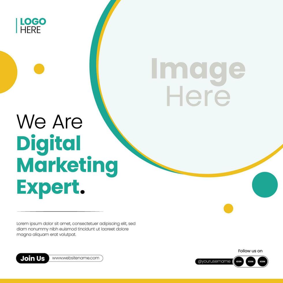 Digital Marketing Expert Social Media Post Set , Corporate Business Promotion Social Media Post Banner, Square Flyer Template vector