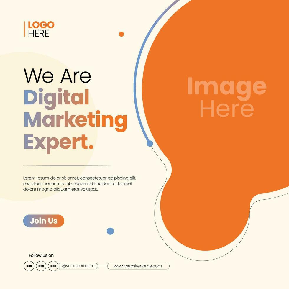 Digital Marketing Expert Social Media Post Set , Corporate Business Promotion Social Media Post Banner, Square Flyer Template vector