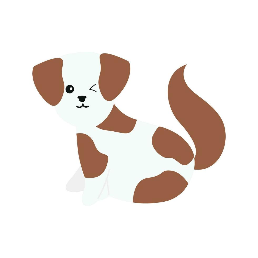 Cute puppy Illustration In Flat Style Isolated In White vector