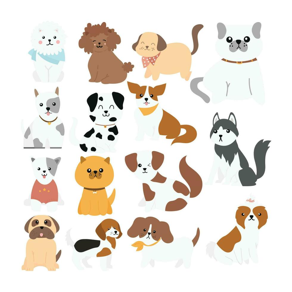 Cute puppy Illustration In Flat Style Isolated In White vector