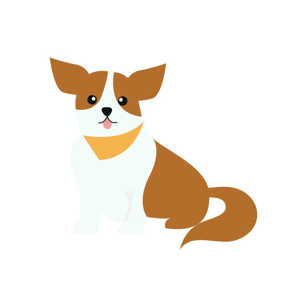 Cute puppy Illustration In Flat Style Isolated In White vector