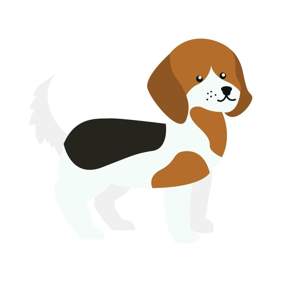 Cute puppy Illustration In Flat Style Isolated In White vector