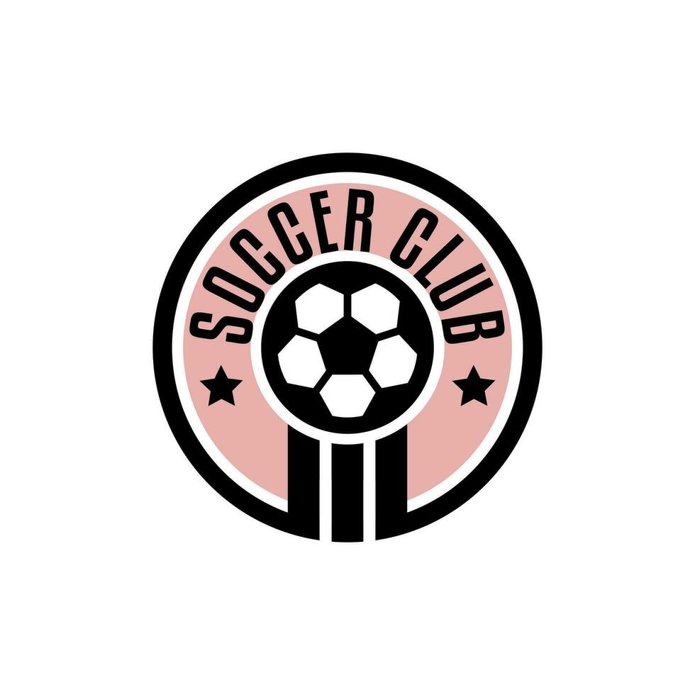 insignia del logotipo de fútbol con una ilustración de balón de fútbol. plantilla vectorial del logotipo del equipo deportivo. vector