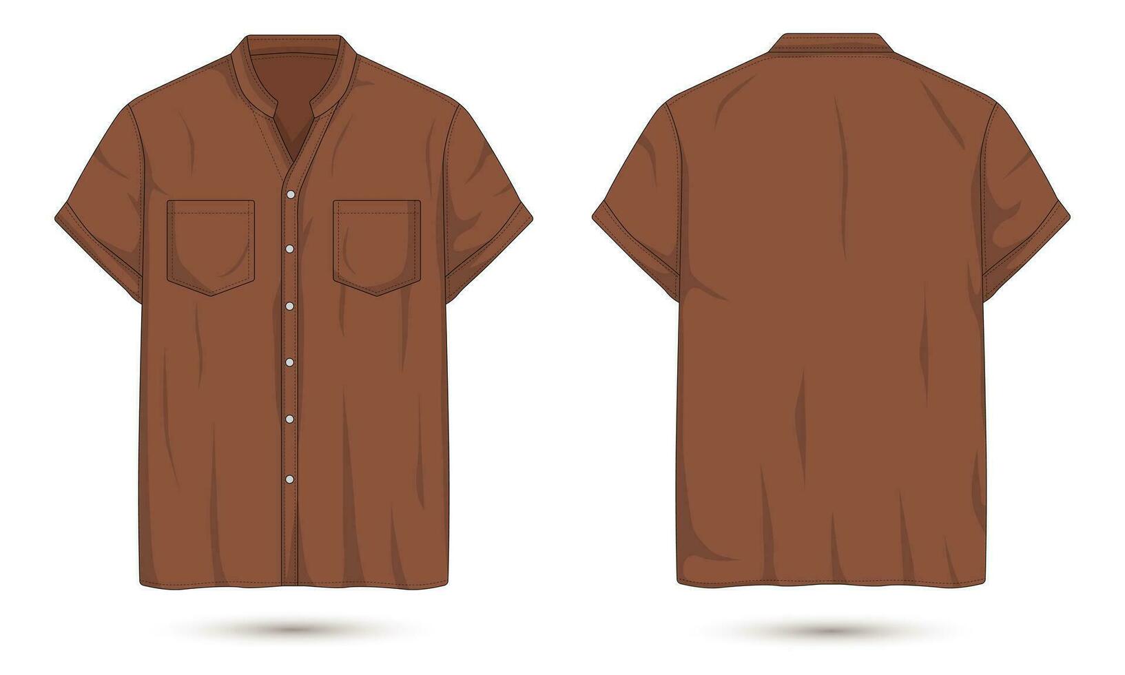 short sleeve shirt mockup with pocket front and back view vector
