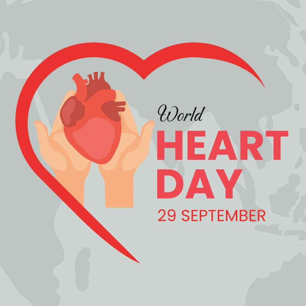 World heart day poster. Web banner with heart. Vector illustration.