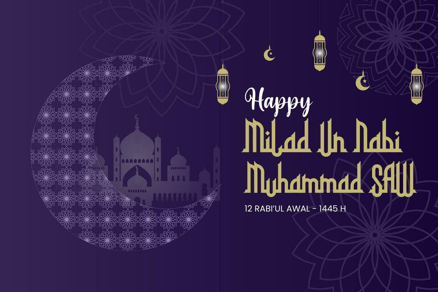 Happy Birthday of Prophet Muhammad. Milad un Nabi Mubarak Means Happy Birthday of Prophet Muhammad. Vector Illustration