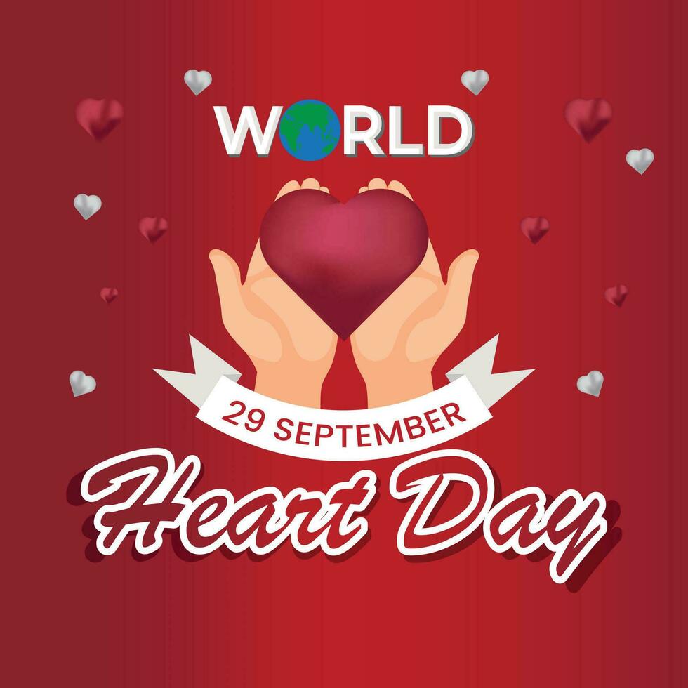 World heart day poster. Web banner with heart. Vector illustration.